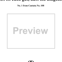 Es ist euch gut, dass ich hingehe - No. 1 from Cantata No. 108 - BWV108