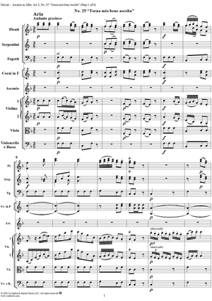 "Torna mio bene ascolta", No. 25 from "Ascanio in Alba", Act 2, K111 - Full Score