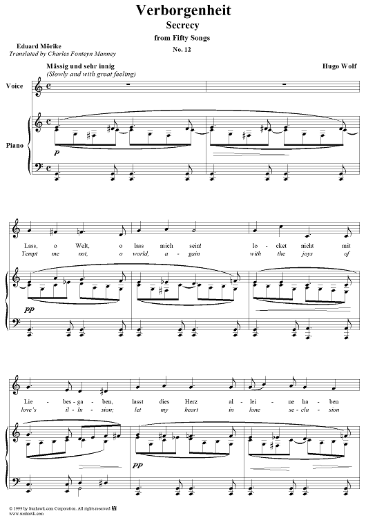Verborgenheit, No. 12 from "Mörike Lieder"