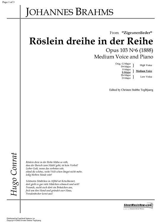 Röslein dreihe in der Reihe Op.103 No. 6