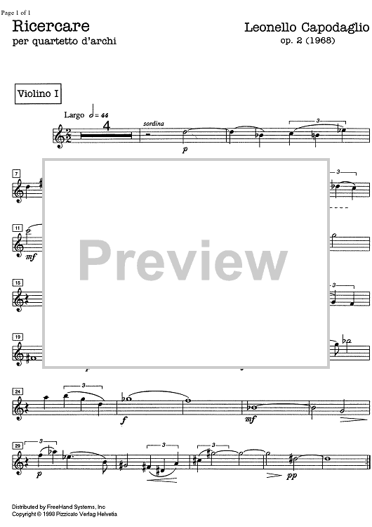 Ricercare Op. 2 - Violin 1