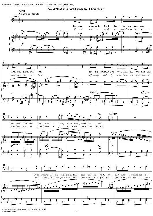 Fidelio, Op. 72, No. 4: "Hat man nicht auch Gold beineben"
