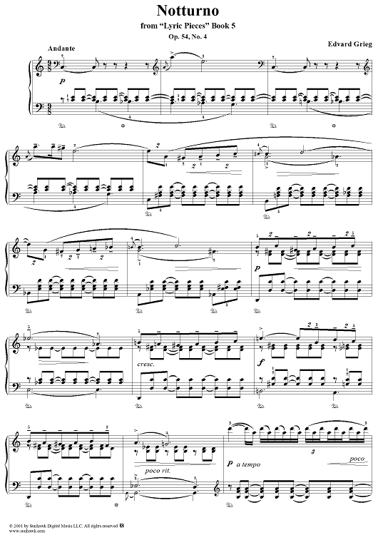 Lyric Pieces Book 5, op. 54, no. 4: Notturno (Nocturne)