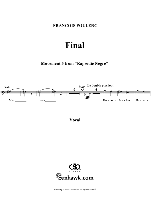 Rapsodie Nègre, V. Final - Voice