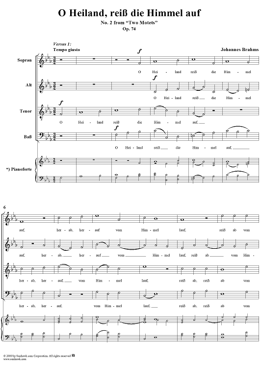 Op. 74, No. 2: O Heiland, reib die Himmel auf