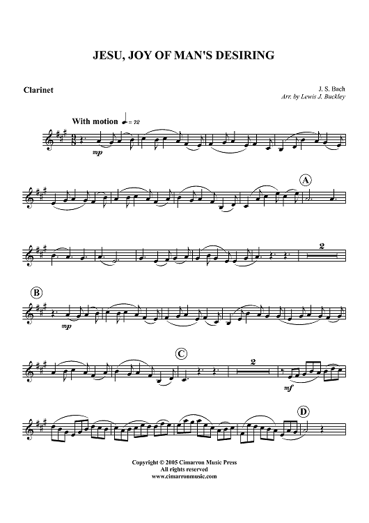 Jesu, Joy of Man's Desiring - Clarinet