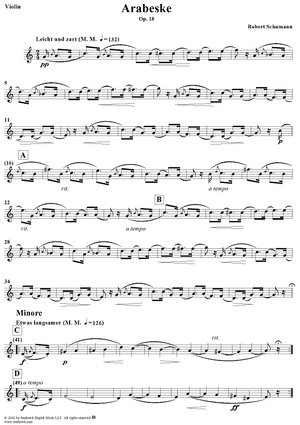 Arabeske in C major, Op. 18, - Violin