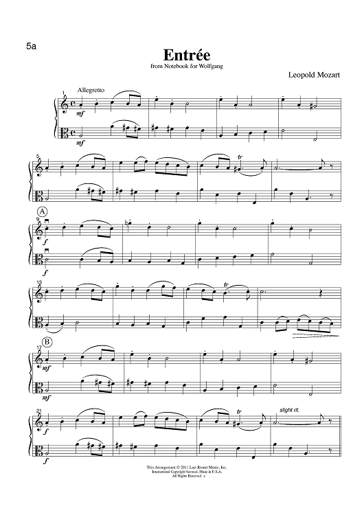 Entrée - from Notebook for Wolfgang