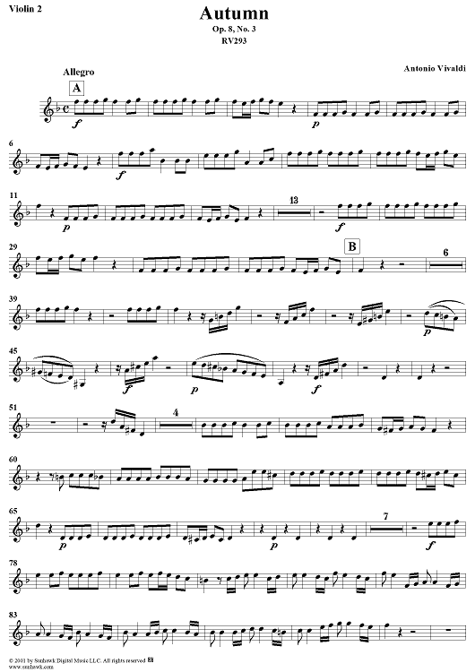 The Four Seasons, No. 3: Autumn - Violin 2