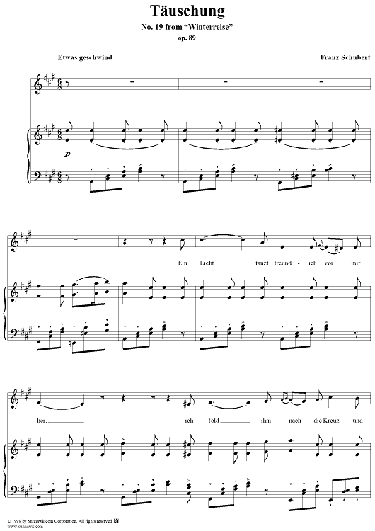 Winterreise (Song Cycle), Op.89, No. 19 - Täuschung, D911 - No. 19 from "Winterreise"  Op.89