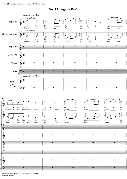 Messa da Requiem: No. 13. Agnus Dei