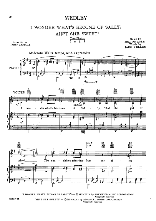 Medley - I Wonder What's Become Of Sally?, Ain't She Sweet?