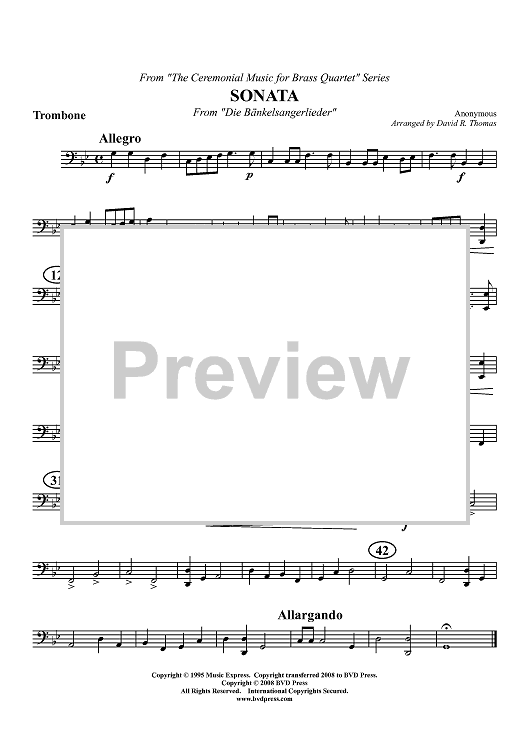 Sonata from "Die bankelsangerlieder" - Trombone