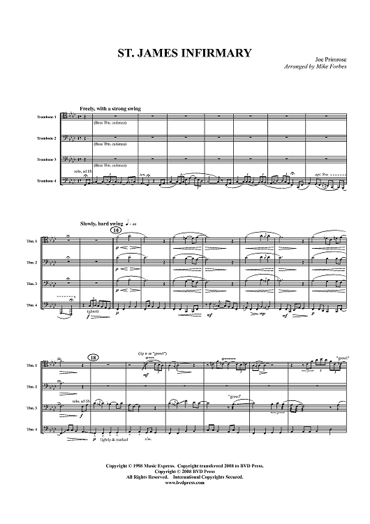 St. James Infirmary - Score