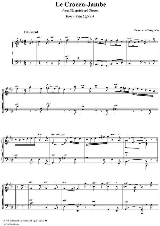 Harpsichord Pieces, Book 4, Suite 22, No.6:  Le croc-en-jambe