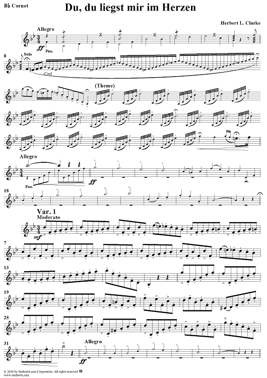 Du, du liegst mir in Herzen - Cornet