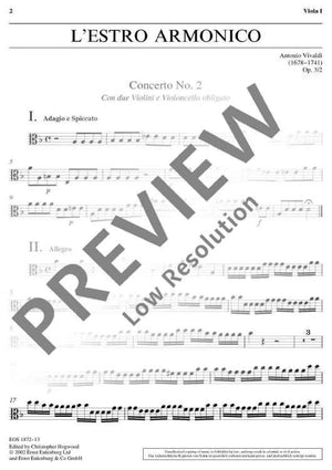 L'Estro Armonico in G minor - Viola I