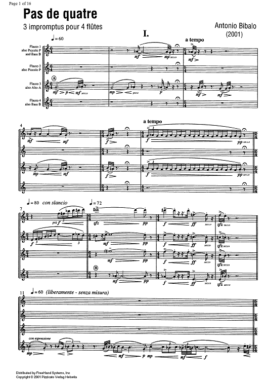 Pas de quatre (3 impromptus) - Score