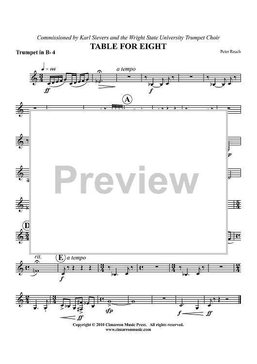 Table for Eight - Trumpet 4 in Bb