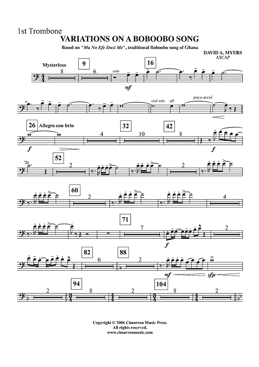 Variations on a Boboobo Song - Trombone 1