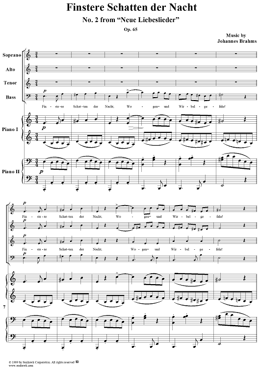 Finstere Schatten der Nacht - No. 2 from "Neue Liebeslieder" - Op. 65
