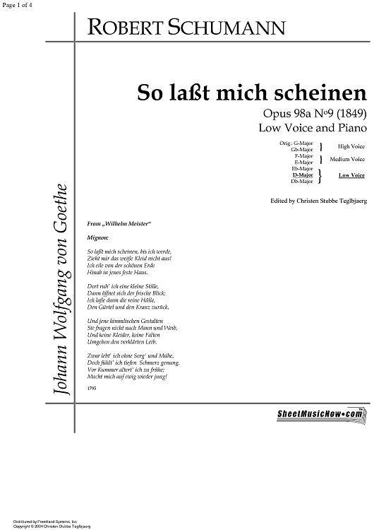 Mignon: So lasst mich scheinen Op.98a No. 9
