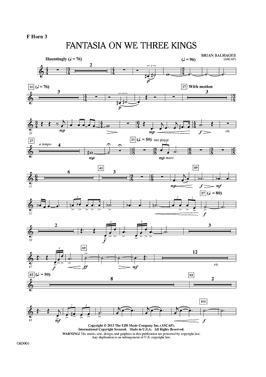 Fantasia On We Three Kings - F Horn 3