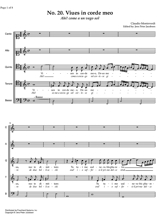 Viues in corde meo - Ahi! come a un vago sol