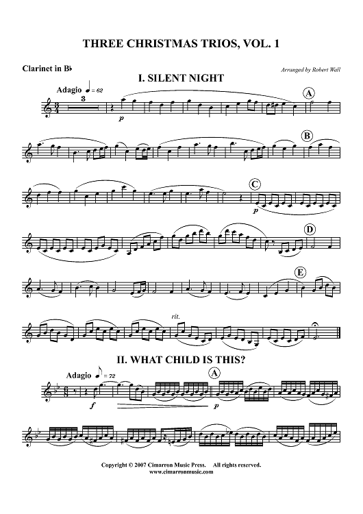 Three Christmas Trios, Vol 1 - Clarinet in B-flat