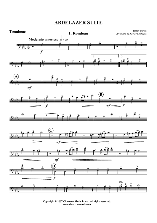 Abdelazer Suite - Trombone