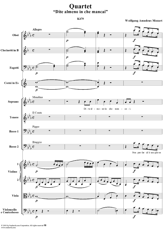 "Dite almeno in che mancai?" K479 - Full Score
