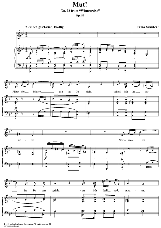 Winterreise (Song Cycle), Op.89, No. 22 - Mut, D911 - No. 22 from "Winterreise"  Op.89