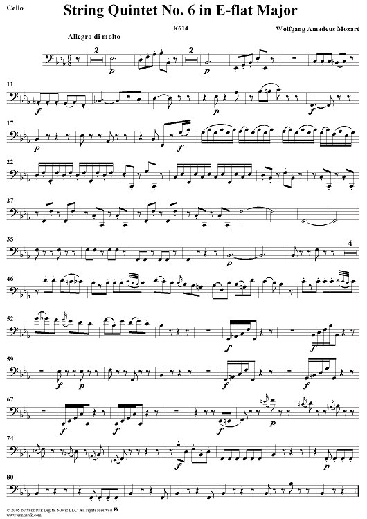 String Quintet No. 6 in E-flat Major, K614 - Cello