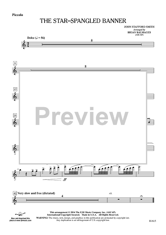 The Star-Spangled Banner - Piccolo