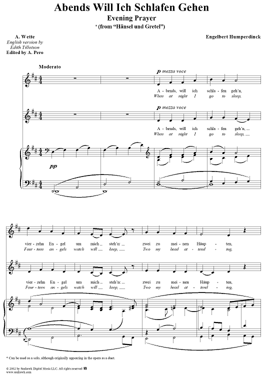 Abends Will Ich Schlafen Gehen - from "Hänsel und Gretel"