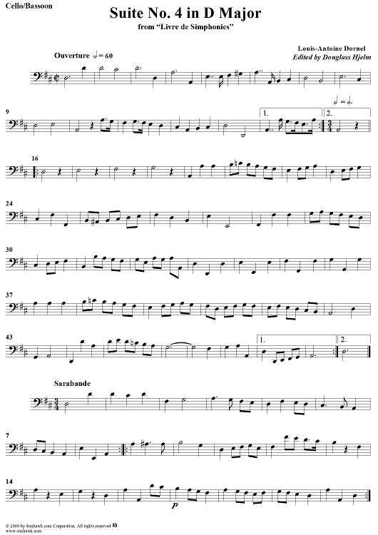 Suite in D Major, Op. 1, No. 4 - Cello/Bassoon