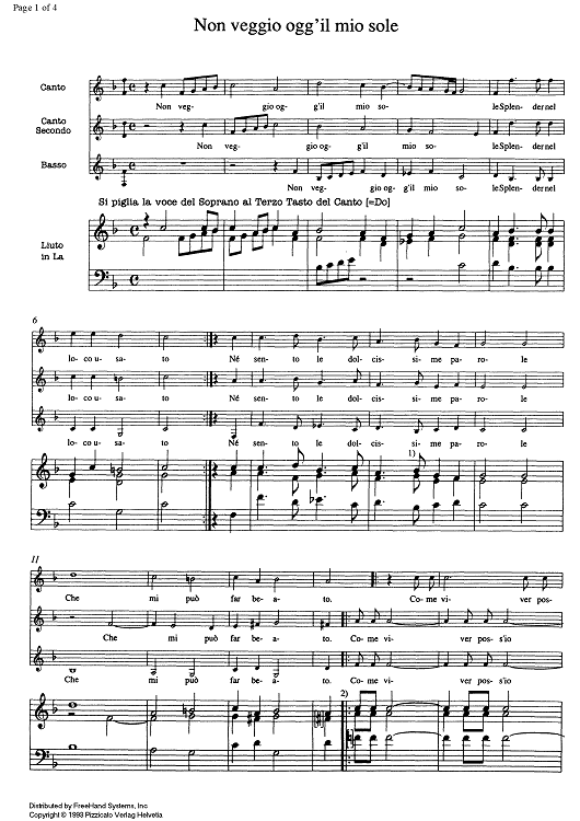 Non veggio ogg'il mio sole