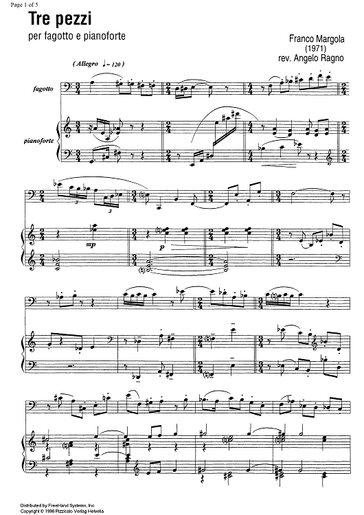 Tre Pezzi - Score