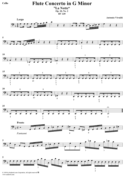 Flute Concerto in G Minor ("La Notte")  - Op. 10, No. 2 - RV 439 - Cello