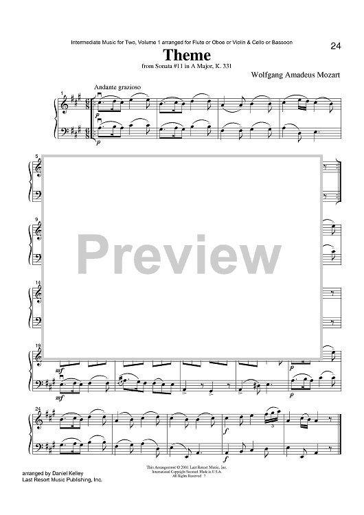 Theme - from Sonata #11 in A Major, K. 331