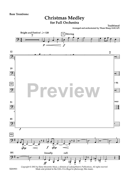 Christmas Medley - Bass Trombone