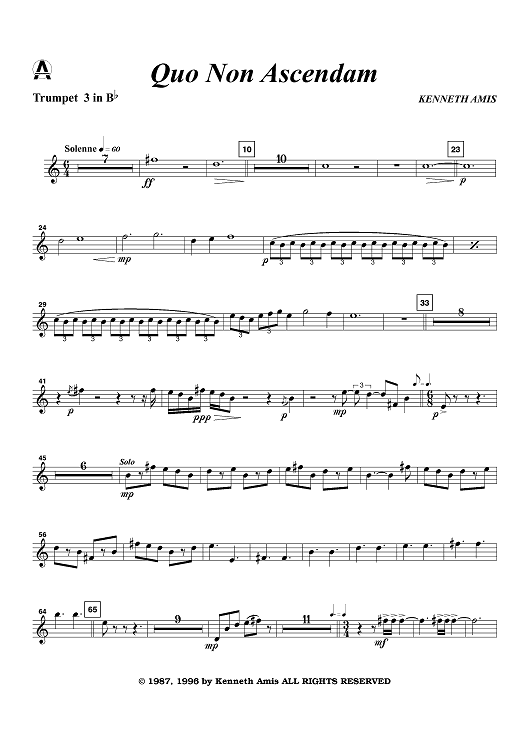 Quo Non Ascendam - Trumpet 3 in B-flat