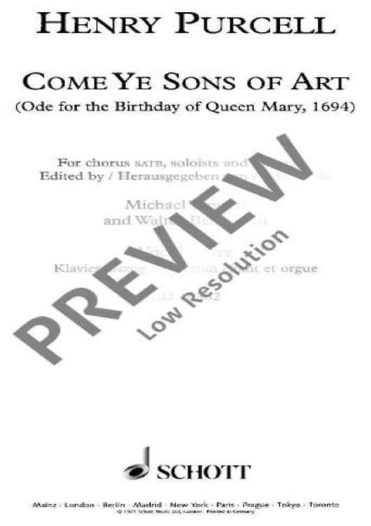 Come Ye Sons Of Art - Score