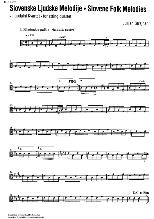 Slovene Folk Melodies - Viola
