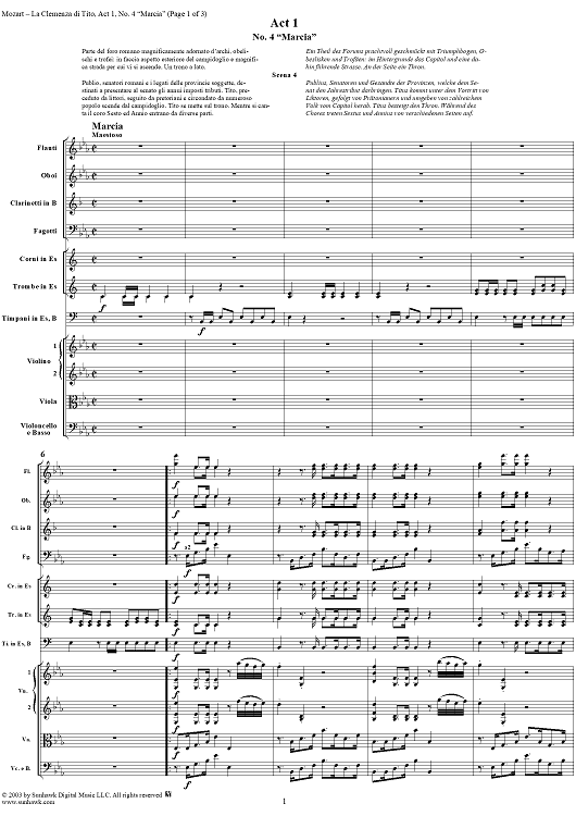 "Marcia", No. 4 from "La Clemenza di Tito", Act 1 (K621) - Full Score