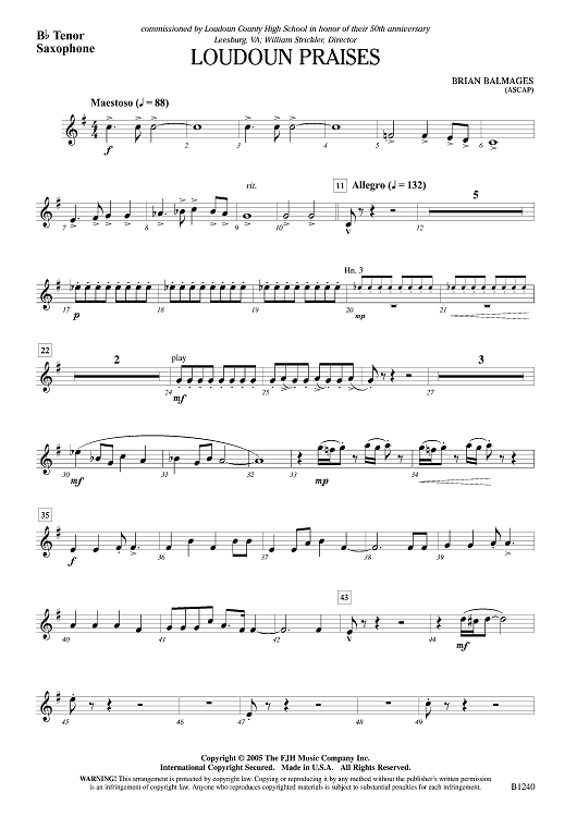 Loudoun Praises - Bb Tenor Sax