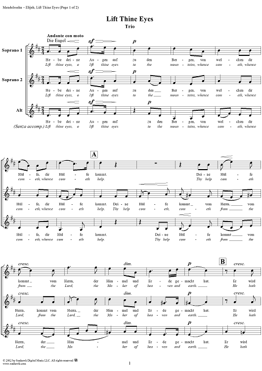 Lift Thine Eyes - No. 28 from "Elijah", part 2