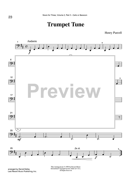 Trumpet Tune - Part 3 Cello or Bassoon