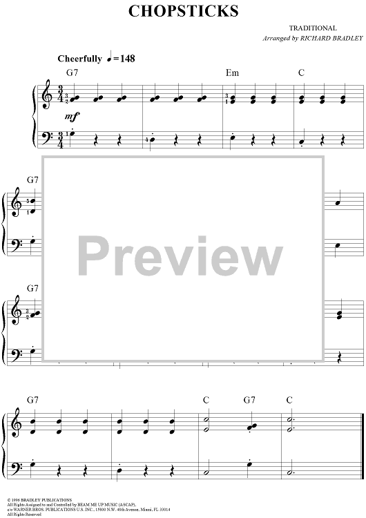 Chopsticks" Sheet Music for Easy Piano Sheet Music Now