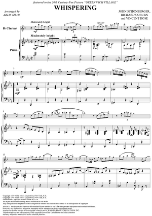 Whispering - Piano Score